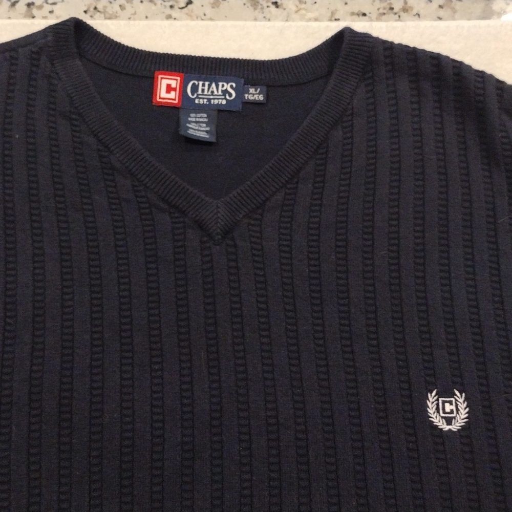 Chaps sweater vest xl navy blue 100%cotton
